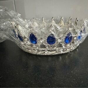 Blue silver crown tiara